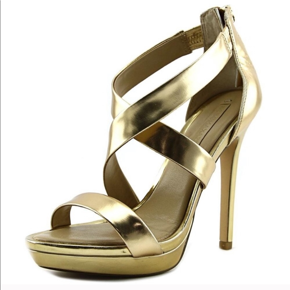 BCBG // Gold Strappy Stilletos